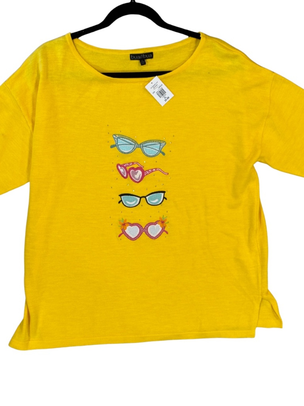 Yellow Graphic Tunic Top with Sunglasses Motif